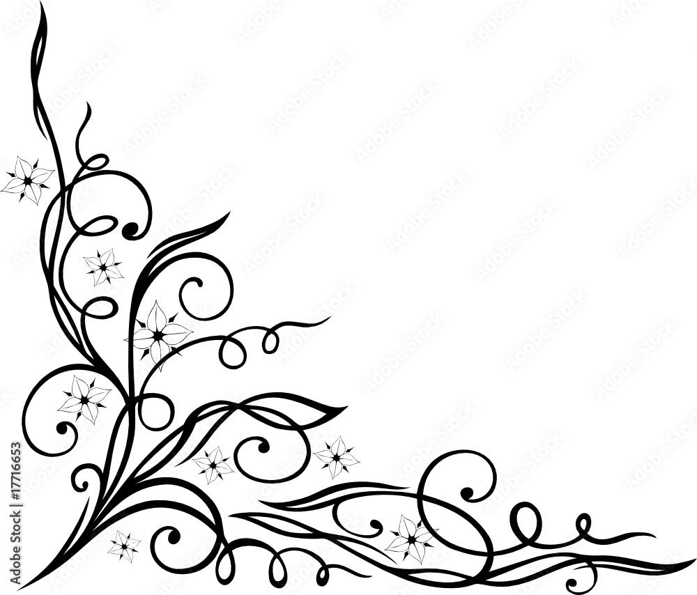Ranke, Schnörkel, floral, ornamental mit Blumen Stock-Vektorgrafik | Adobe  Stock
