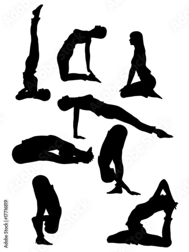 Yoga poses in silhoutte