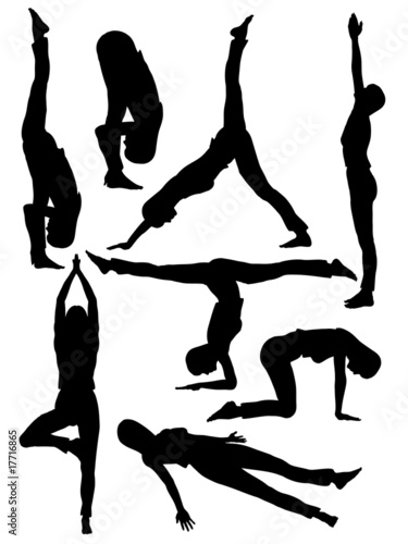 Yoga poses in silhoutte