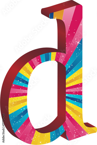 Colored alphabet with stripes and stars
