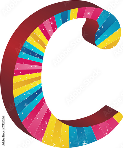 Colored alphabet with stripes and stars