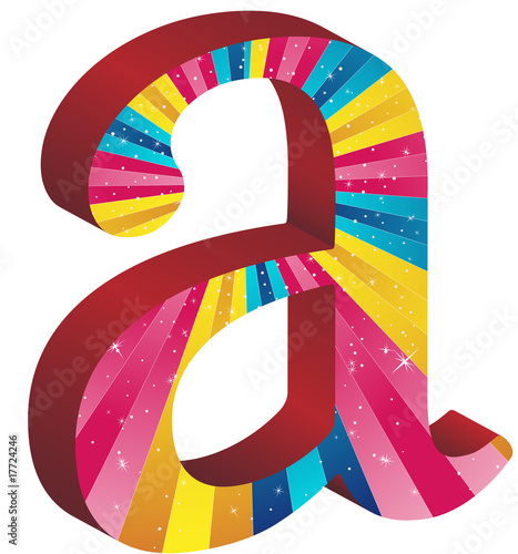 Colored alphabet with stripes and stars