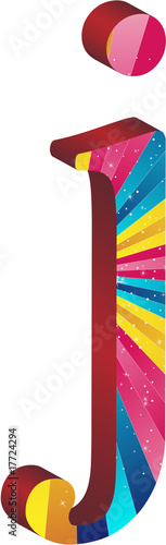 Colored alphabet with stripes and stars