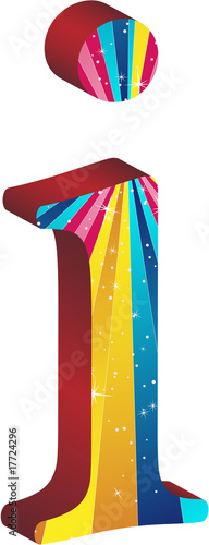 Colored alphabet with stripes and stars