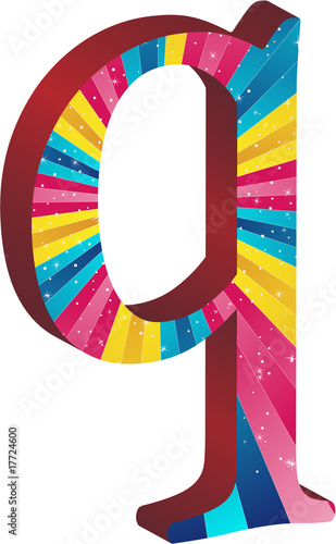 Colored alphabet with stripes and stars
