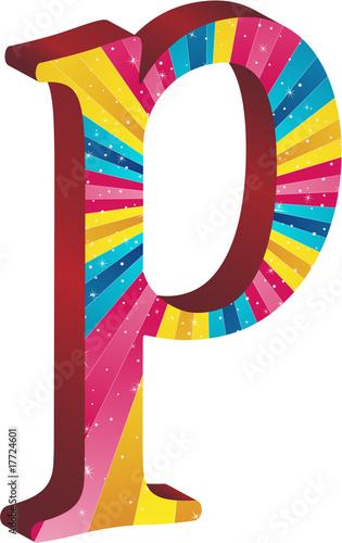 Colored alphabet with stripes and stars