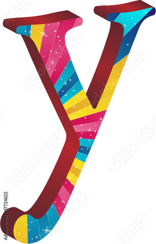 Colored alphabet with stripes and stars