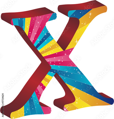 Colored alphabet with stripes and stars
