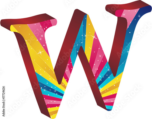 Colored alphabet with stripes and stars