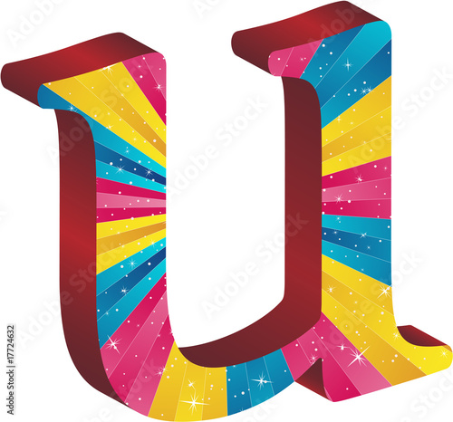 Colored alphabet with stripes and stars
