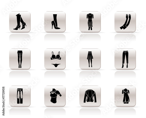 woman and female clothes Simple icons - vector icon set