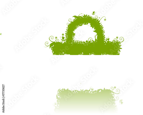 Floral shopping bag silhouette, summer sale.