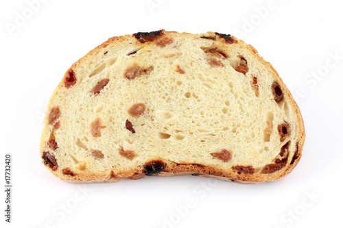 Slice of wheat bread with raisins