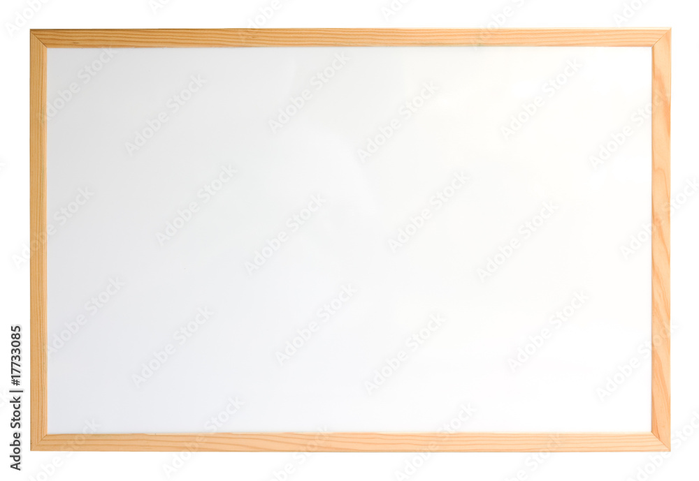 Whiteboard with wooden frame isolated over white Stock Illustration