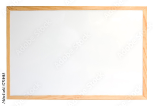 Whiteboard with wooden frame isolated over white