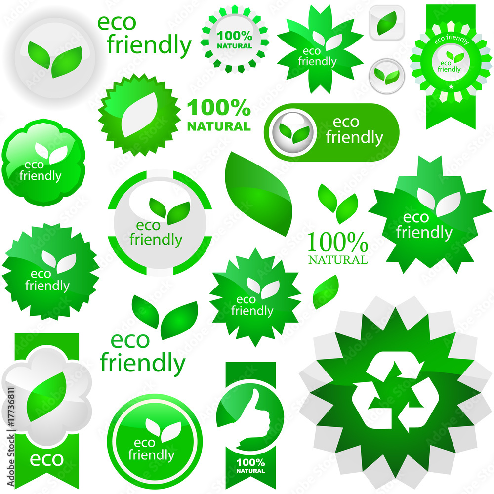 Obraz Set of eco friendly, natural and organic labels.