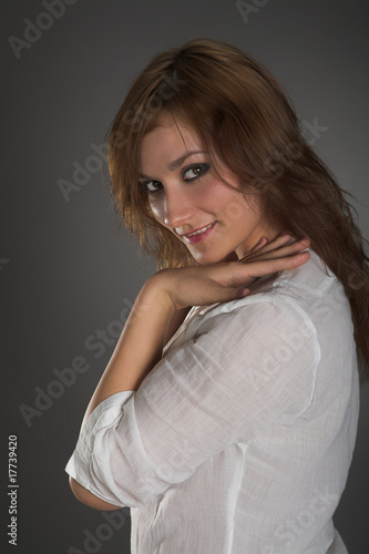 woman in white blouse