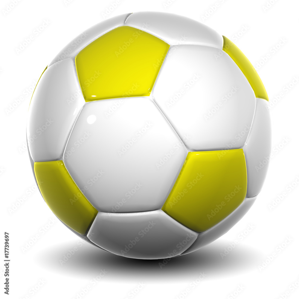 3d white and yellow leather soccer ball 3d white and yellow leather soccer ball
