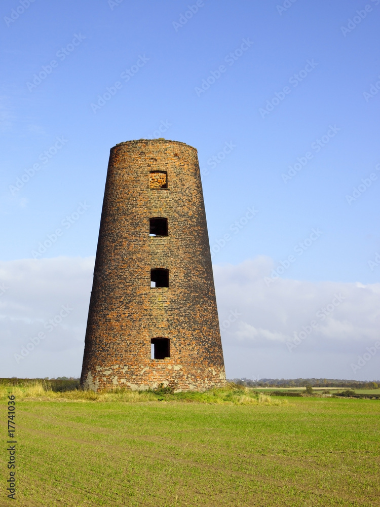 old windmill and new barley shoots