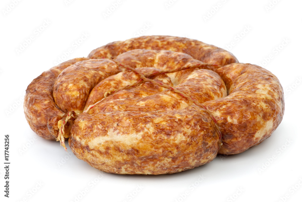 Grilled home-maded sausage isolated on the white background