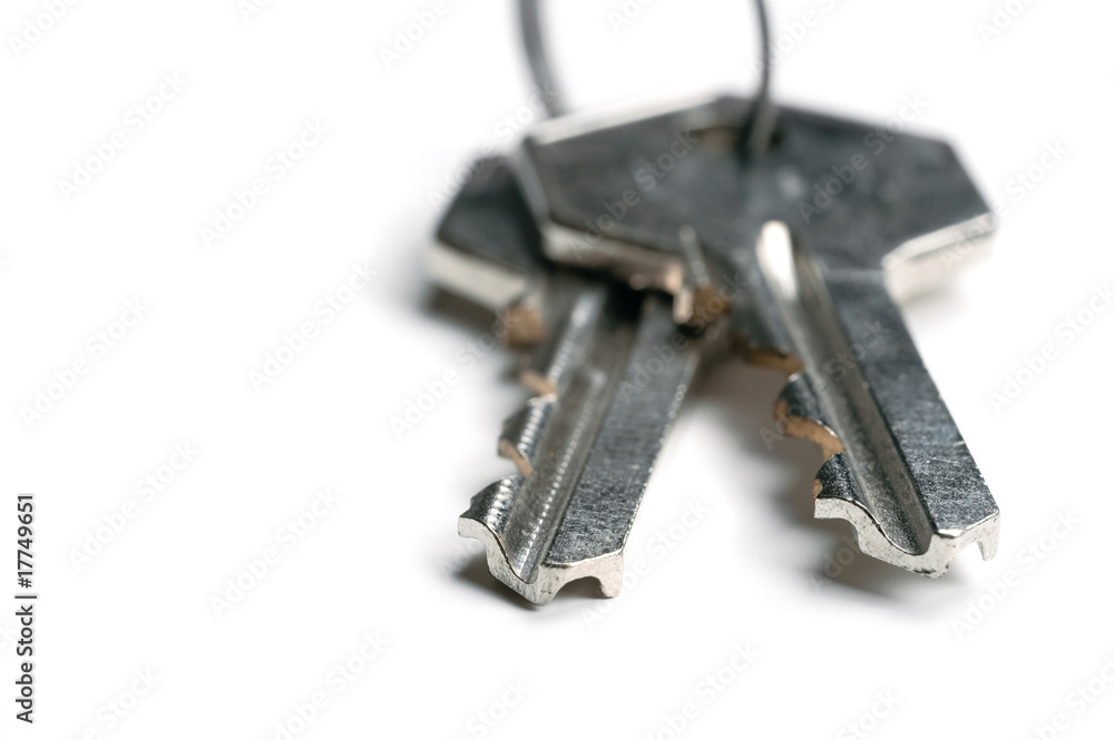 A pair of keys isolated on white A pair of keys isolated on white