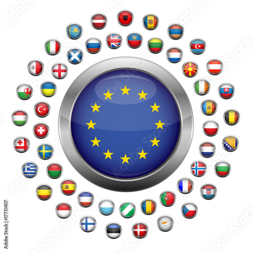 European Flag Buttons - Vector Set