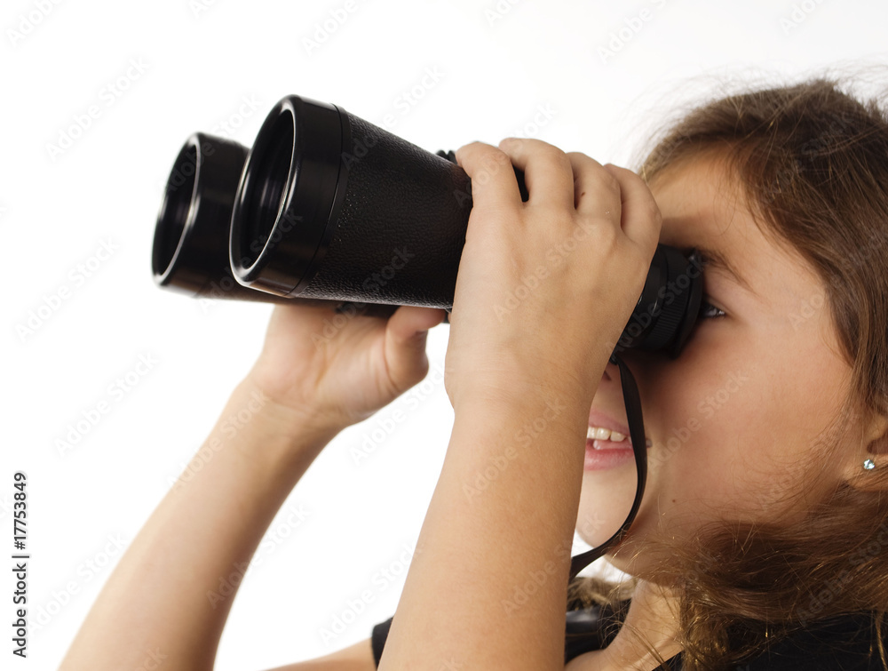 Little girl looking through binoculars Little girl looking through binoculars