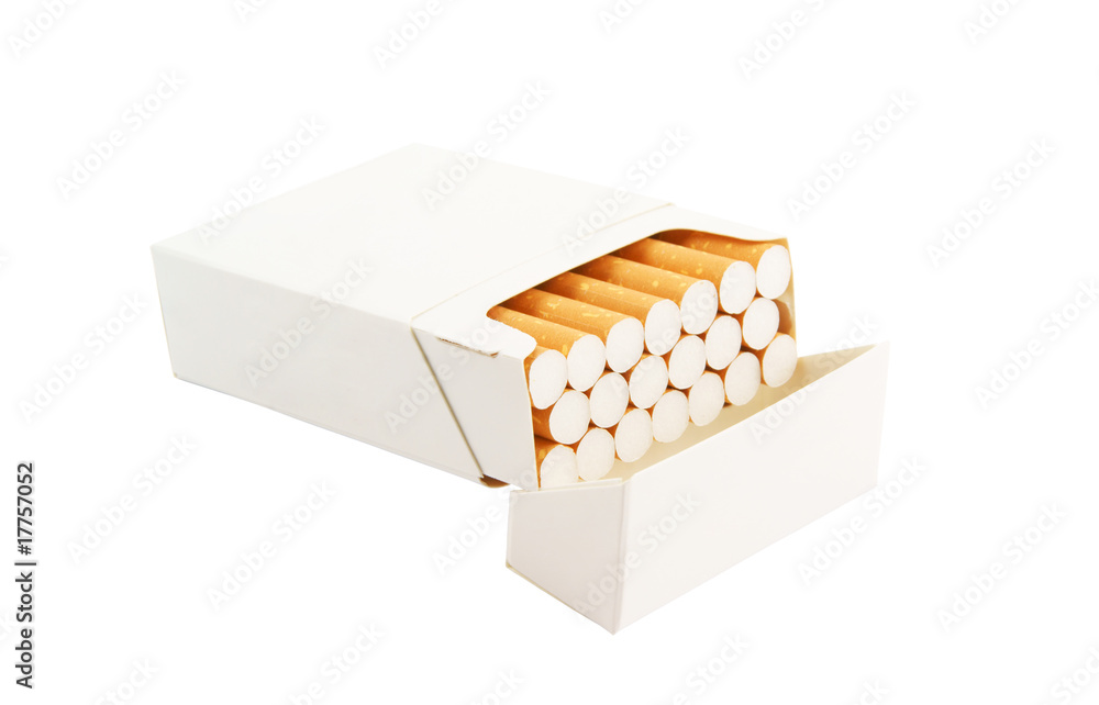 Pack of cigarettes isolated on white Pack of cigarettes isolated on white
