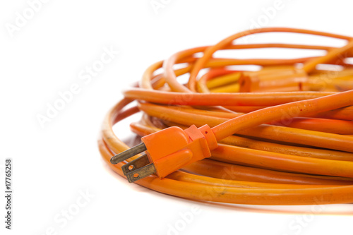 Canvas-taulu An orange extension cord on white