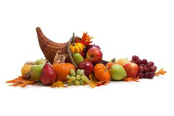 Fall cornucopia on a White back ground