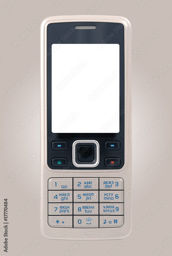 Business mibile phone with clean display on gray background Business mibile phone with clean display on gray background