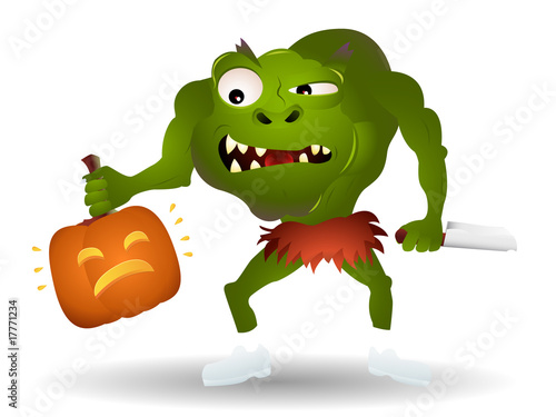 Monster killing a pumpkin