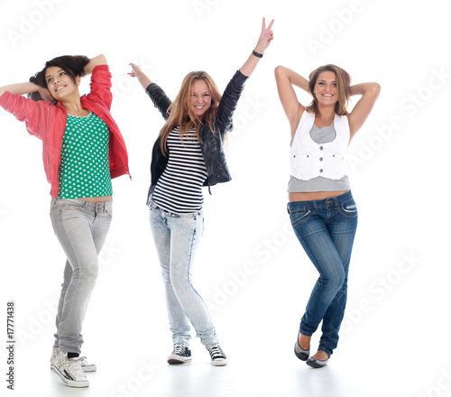 Young teens posing on white. Is not isolated