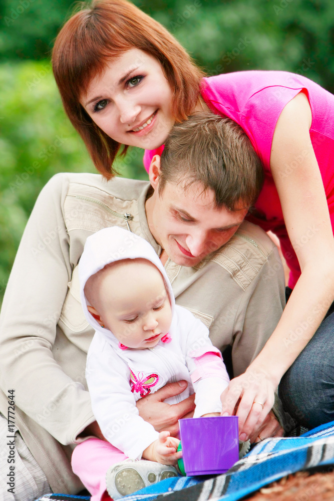 happy family on natural background happy family on natural background