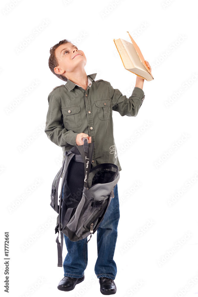 Cute schoolboy with backpack Cute schoolboy with backpack