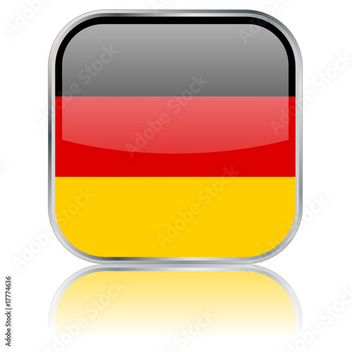 German Square Flag Button (vector with reflection)