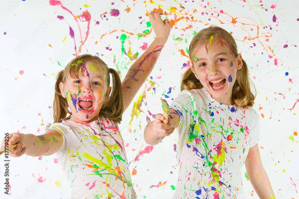 kids playing with paint Stock Photo | Adobe Stock