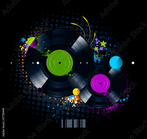 Graffiti image with vinyl disc