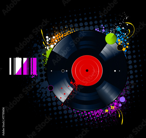 Graffiti image with vinyl disc