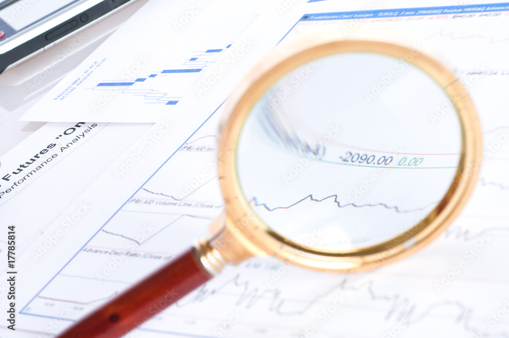 Magnifying glass and diagram Magnifying glass and diagram