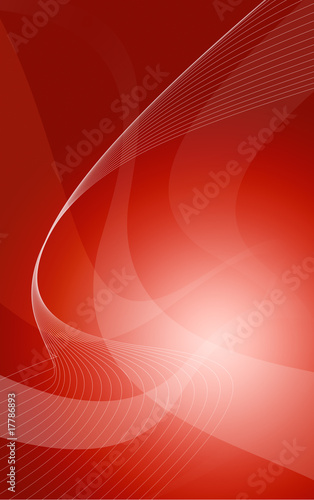 Fond abstrait rouge avec lignes et volutes blanches