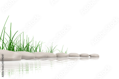 Stones & grass at waters edge