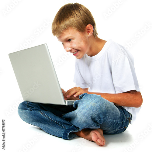 boy playing computer game