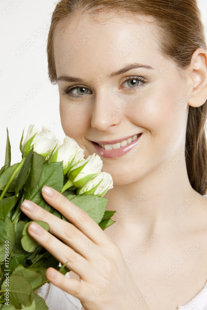 portrait of woman with roses portrait of woman with roses