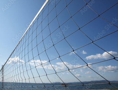 Volleyball net against the sky