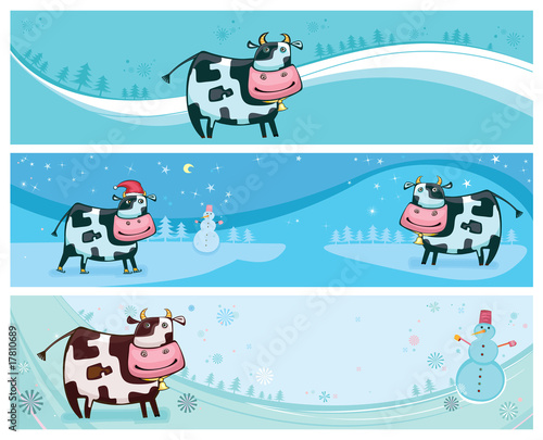 Cute friendly cow banners