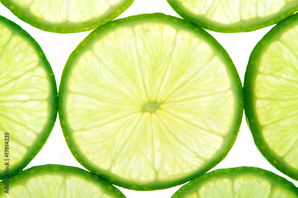 Green lime slices background Green lime slices background
