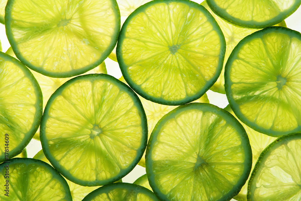 Green lime slices in many layers Green lime slices in many layers