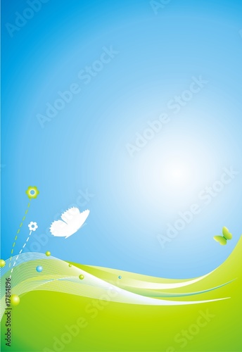 Background wave flower butterfly vertical