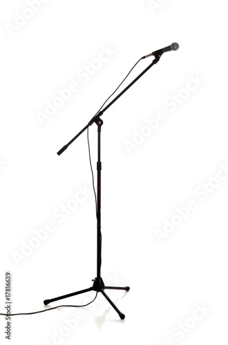 Microphone and stand on white photo